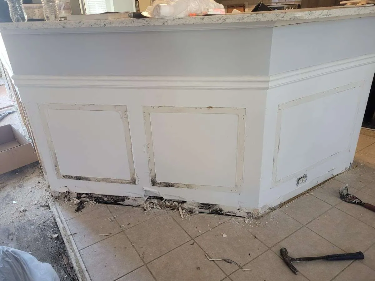 Water damage and mold on kitchen during Storm Damage Restoration in Grapevine